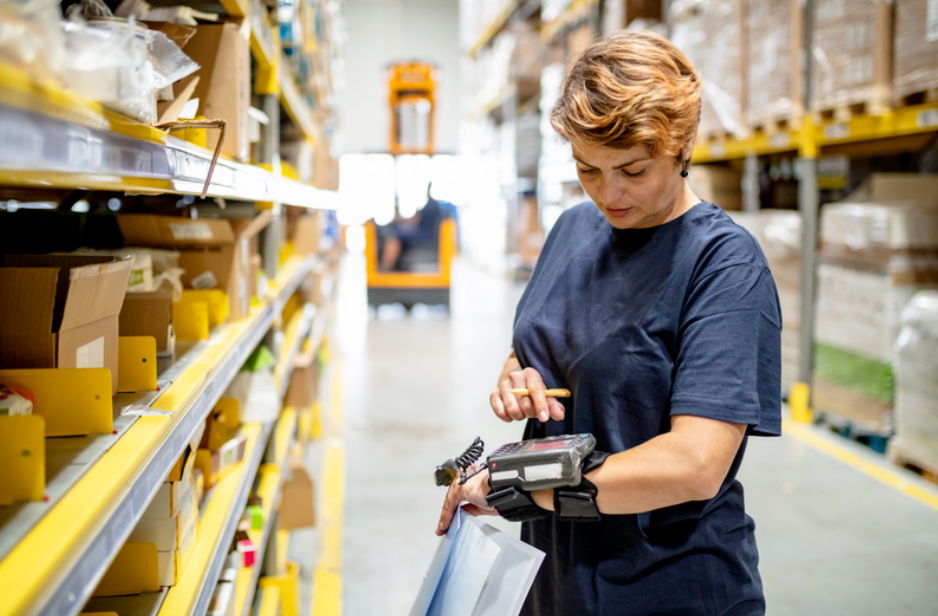 employee scanning parts for inventory